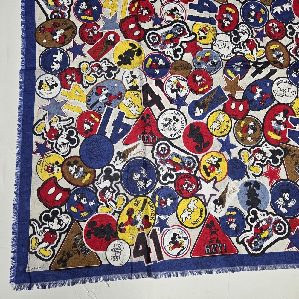 COACH X Disney Mickey Mouse Multi Patch Colorful Scarf Vibrant Whimsical Silk - Picture 9 of 10